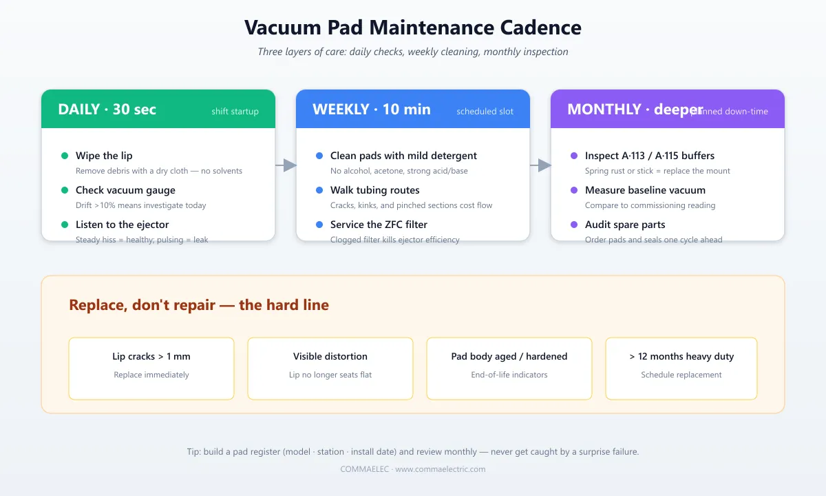 Pagpapanatili ng Vacuum Pad: Isang Praktikal na Gabay sa Pangangalaga para sa mga Baguhan sa Paghawak ng Vacuum
